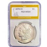 1878-CC Morgan Silver Dollar PGA MS64