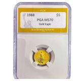 1988 1/10oz $5 Gold Eagle PGA MS70