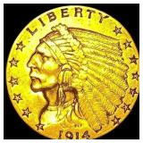 1914 Indian Head Gold $2.50 Quarter Eagle NEARLY U