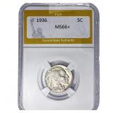 1936 Buffalo Nickel PGA MS66+