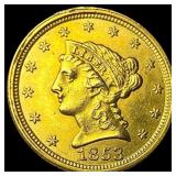 1853 Liberty Head Gold Quarter Eagle $2.50 CLOSELY