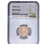 1950-D Jefferson Nickel NGC MS65 5FS
