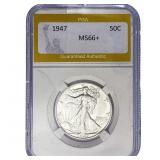 1947 Walking Liberty Half Dollar PGA MS66+