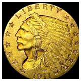 1911 Indian Head Gold $2.50 Quarter Eagle CLOSELY