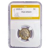 1935-S Buffalo Nickel PGA MS64+