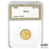 1861 $2.50 Gold Quarter Eagle PCI MS61