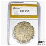 1889-CC Morgan Silver Dollar PGA XF40