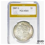 1887-S Morgan Silver Dollar PGA MS65