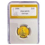 1994 1/4oz $10 Gold Eagle PGA MS70