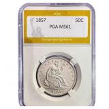 1857 Seated Liberty Half Dollar PGA MS61