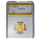1940-S Wheat Cent PGA MS67 RD