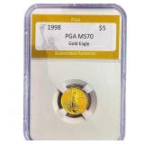 1998 1/10oz $5 Gold Eagle PGA MS70