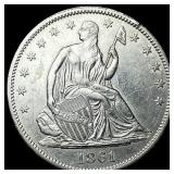 1861 Seated Liberty Half Dollar CLOSELY UNCIRCULAT