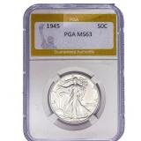 1945 Walking Liberty Half Dollar PGA MS63