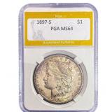 1897-S Morgan Silver Dollar PGA MS64