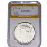 1928 Silver Peace Dollar PGA MS62