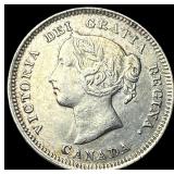 1890 Canada Silver 5 Cents H Mint Mark CLOSELY UNC