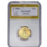 1992 1/4oz $10 Gold Eagle PGA MS70
