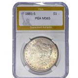 1881-S Morgan Silver Dollar PGA MS65