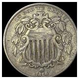 1866 Shield Nickel NEARLY UNCIRCULATED