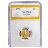 1998 1/10oz $5 Gold Eagle PGA MS70