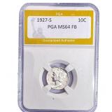 1927-S Mercury Silver Dime PGA MS64 FB