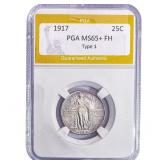 1917 Standing Liberty Quarter PGA MS65+ FH Type 1