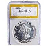 1878-S Morgan Silver Dollar PGA MS64 PL