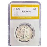 1943 Walking Liberty Half Dollar PGA MS65
