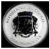 2016 Silver 5000 Francs Congo Silverback Gorilla G