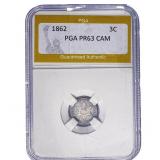 1862 Silver Three Cent PGA PR63 CAM
