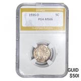1936-D Buffalo Nickel PGA MS66
