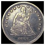 1891 Silver Quarter Dollar NEARLY UNCIRCULATED