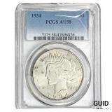 1934 Silver Peace Dollar PCGS AU58