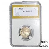 1931-S Buffalo Nickel PGA MS67