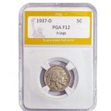 1937-D Buffalo Nickel PGA F12 3-Legs