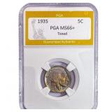 1935 Buffalo Nickel PGA MS66+ Toned
