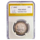1842 Columbian Expo Half Dollar PGA MS65