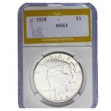 1928 Silver Peace Dollar PGA MS63