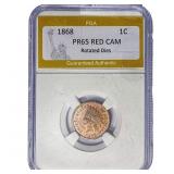 1868 Indian Head Cent PGA PR65 RED CAM Rotated Die