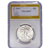 1943 Walking Liberty Half Dollar PGA MS67
