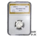1945-S Mercury Silver Dime PGA MS67 FSB Micro S