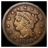 1848 Braided Hair Large Cent LIGHTLY CIRCULATED