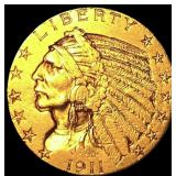 1911 Indian Head Half Eagle $5 Gold CLOSELY UNCIRC