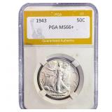 1943 Walking Liberty Half Dollar PGA MS66+