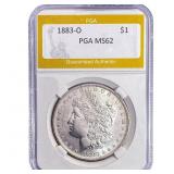 1883-O Morgan Silver Dollar PGA MS62