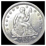 1854 Arrows Seated Liberty Quarter CHOICE AU