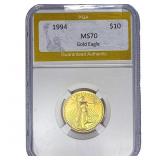 1994 1/4oz $10 Gold Eagle PGA MS70