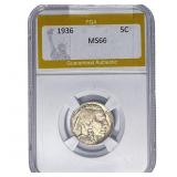 1936 Buffalo Nickel PGA MS66