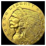 1914 Indian Head Gold $2.50 Quarter Eagle CLOSELY